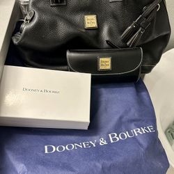 BLACK AUTHENTIC DOONEY AND BURKE SATCHEL AND CHECKBOOK WALLET