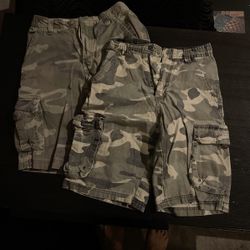 2 Pairs Boys Cargo Camo Shorts Size 12