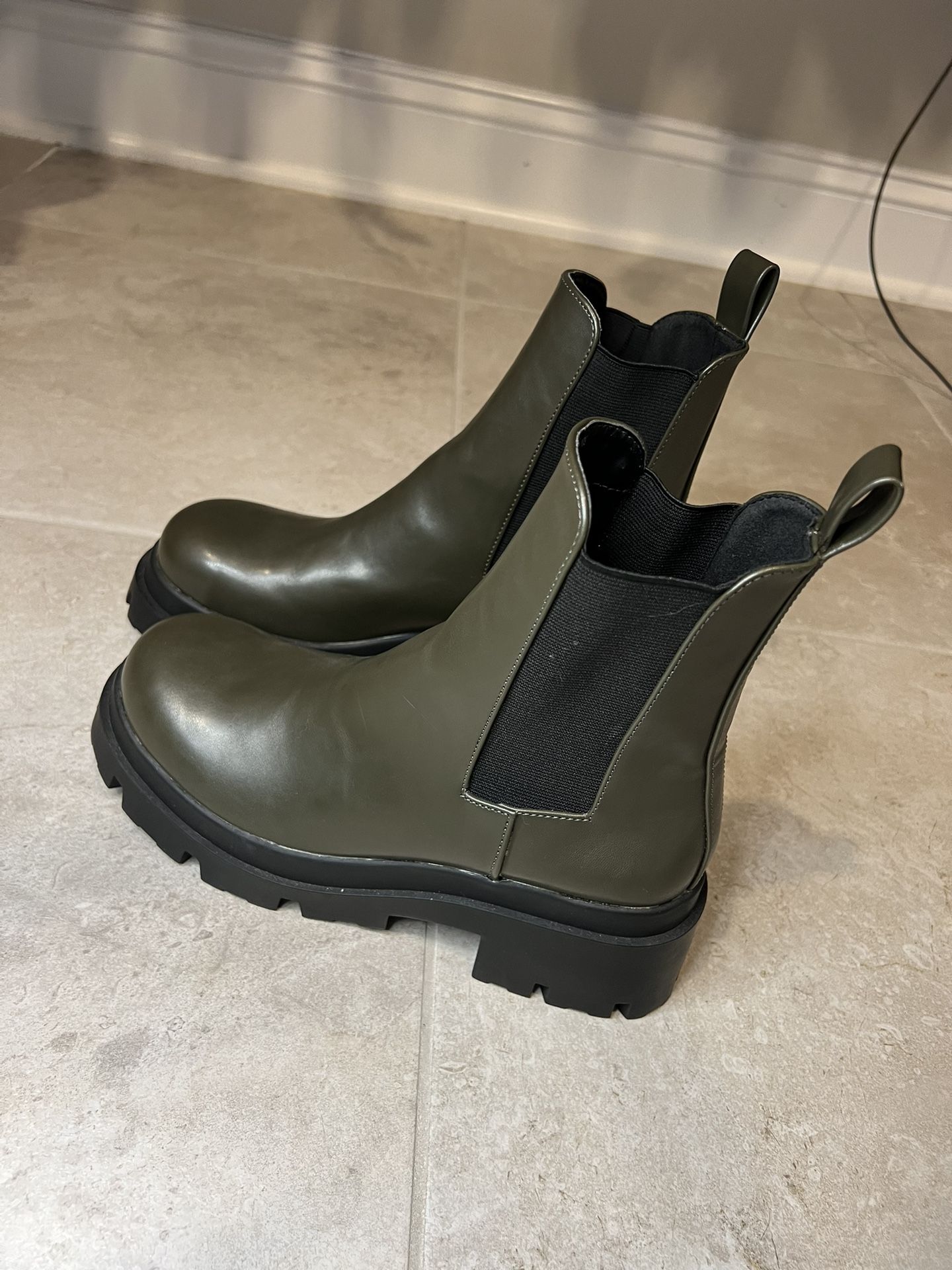 Zara Leather ankle Combat Boots