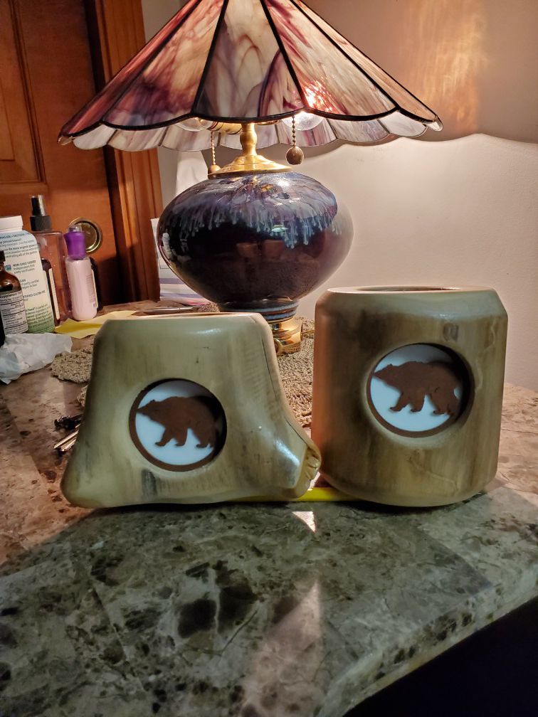 Wooden votive candle holders