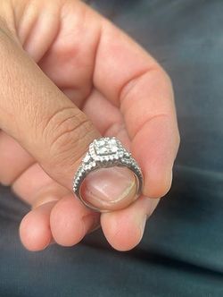 Princess Cut Halo Cluster Engagement Ring