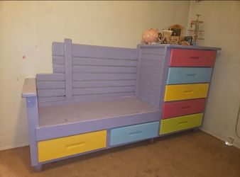 Kids Wooden Bench With Drawers