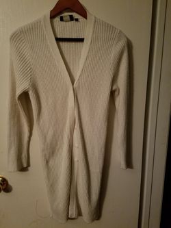 Women long white cardigan sweater size S