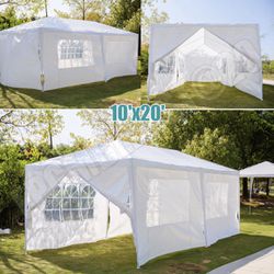 10 ft. x 20 ft. Wedding Party Canopy Tent Outdoor Gazebo with 6 Sidewalls 