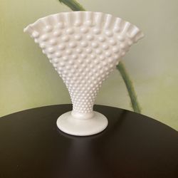 Fenton Milk Glass Fan Vase 8”x8”