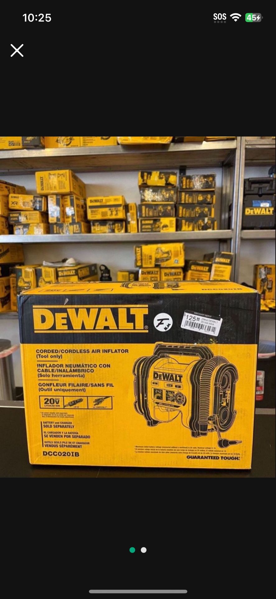 DEWALT 20V MAX Cordless Electric Portable Inflator (Tool Only)….DCC020IB