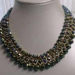 BEADED GEMSTONE BEADS WITH GOLDEN TONE METAL CHAINS NECKLACE ( $25 EACH!! )