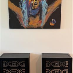 Two Extra Large Black Night Stands With Mirrors In Perfect Condition