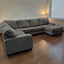 Huge Grey Blue Sectional Couch 