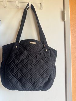Vera Bradley Classic black quilted tote with diamond stitching