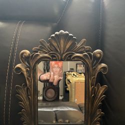 Small Brass Gothic Century Type Mirror 