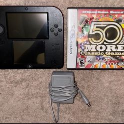 BLACK & RED NINTENDO 2DS 3DS HANDHELD CONSOLE WITH VIDEO GAME & CHARGER