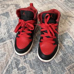 Nike Air Jordan Youth Kids Shoes 2Y Size Black Red Color High Too