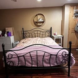 Queen bed frame and mattress