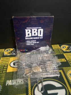 CarveFun Premium Stainless Steel BBQ Grilling Basket Kit.