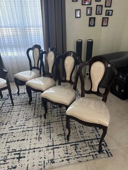 Vintage John Turano Traditional Dining Chair Set of 6 Upholstered Arms Dark Wood
