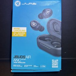 JLab JBuds Air ANC True Wireless Bluetooth Earbuds, Black, Active Noise Canceling, Low Latency Movie Mode Dual Connect, IP55 Sweat Resistance, Custom 