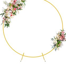 Open Box Round Backdrop Stand 6.6FT Circle Balloon Arch Frame Circle Backdrop Stand Gold Round Arch for Wedding Birthday Party Bridal Shower Anniversa