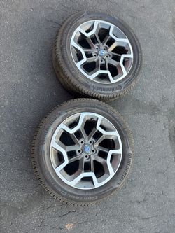 Pair (2) Subaru Crosstrek wheels 225 55 17 Continental tires