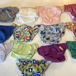 Lot of 12 Cloth Diaper Covers Reusable Adjustable Snap Baby Boy Girl Unisex Prints