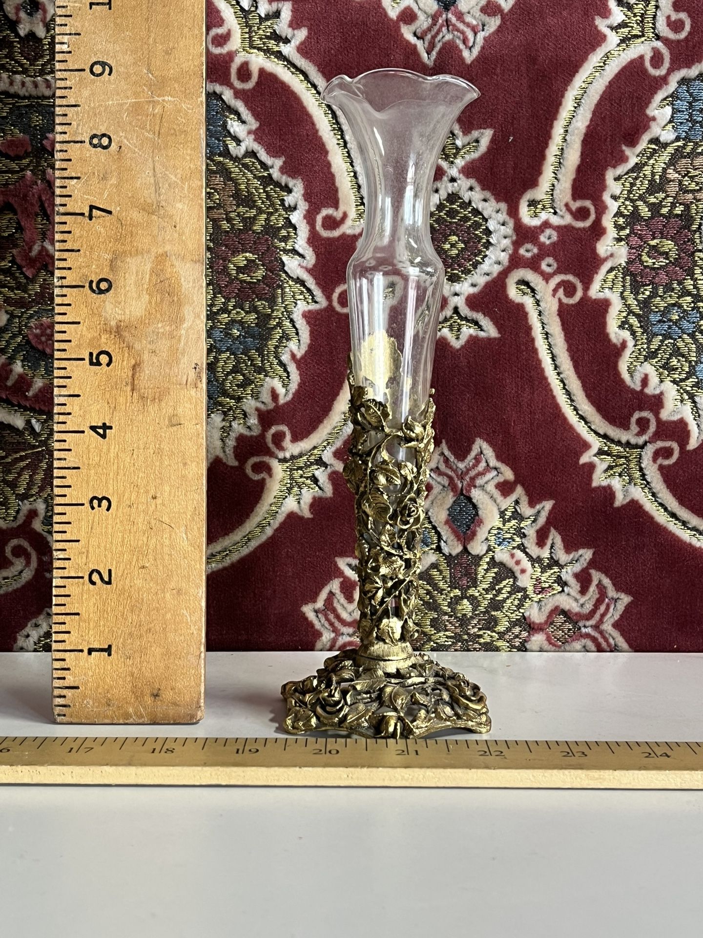 Vtg Matson Bud Vase Gold Hollywood Regency