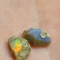 5ctw Pair Of 2x Ethiopian Fire Opal Loose GEMSTONE ROUGH