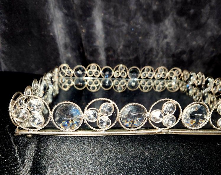 14" Square Jeweled /Mirrored Tray