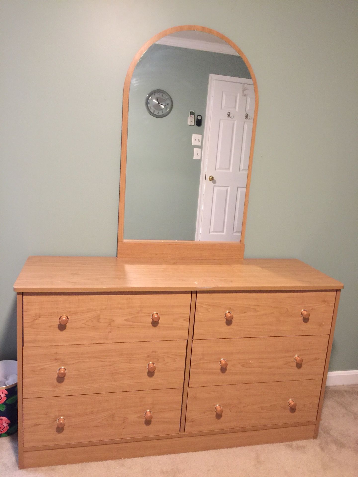 GOOD condition Twin bed with frame, dresser and mirror