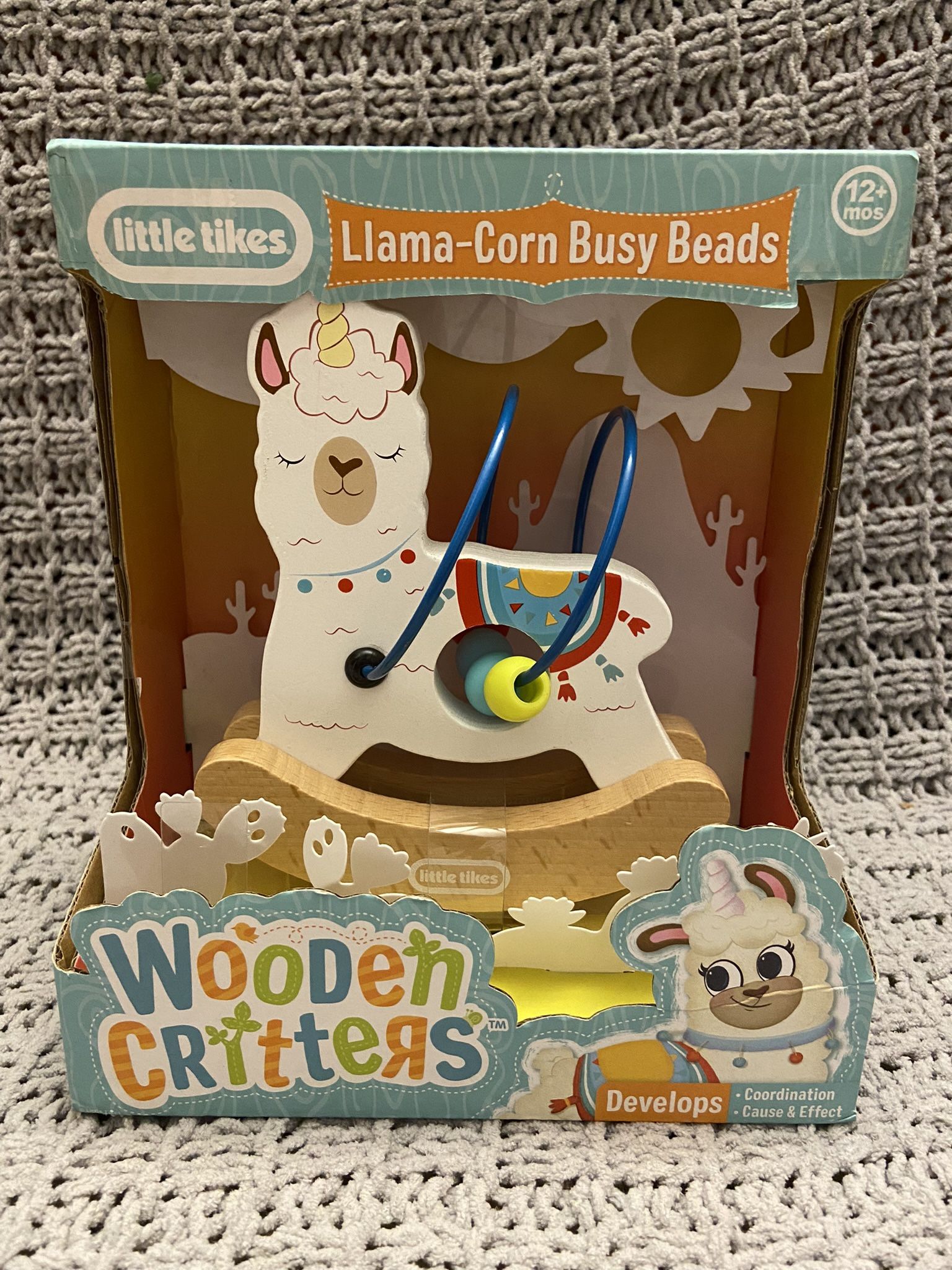 NEW. Wooden Llama-corn busy beads