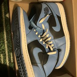 Baby blue and black Jordan’s