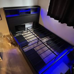 Rolanstar Queen Bed Frame w/Storage drawers/Charging station.