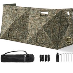 HUNTSEN See Through Hunting Blind - 3/4 Panel Ground Blinds with Silent Sliding Windows & Carrying Bag - Lightweight Pop Up Camouflage Concealed Groun