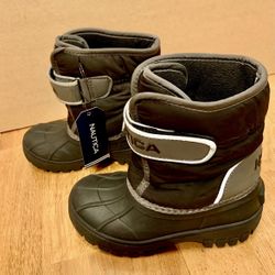 Nautica Warm Boys Winter Boots, , Black/Gray, Size 11, NEW