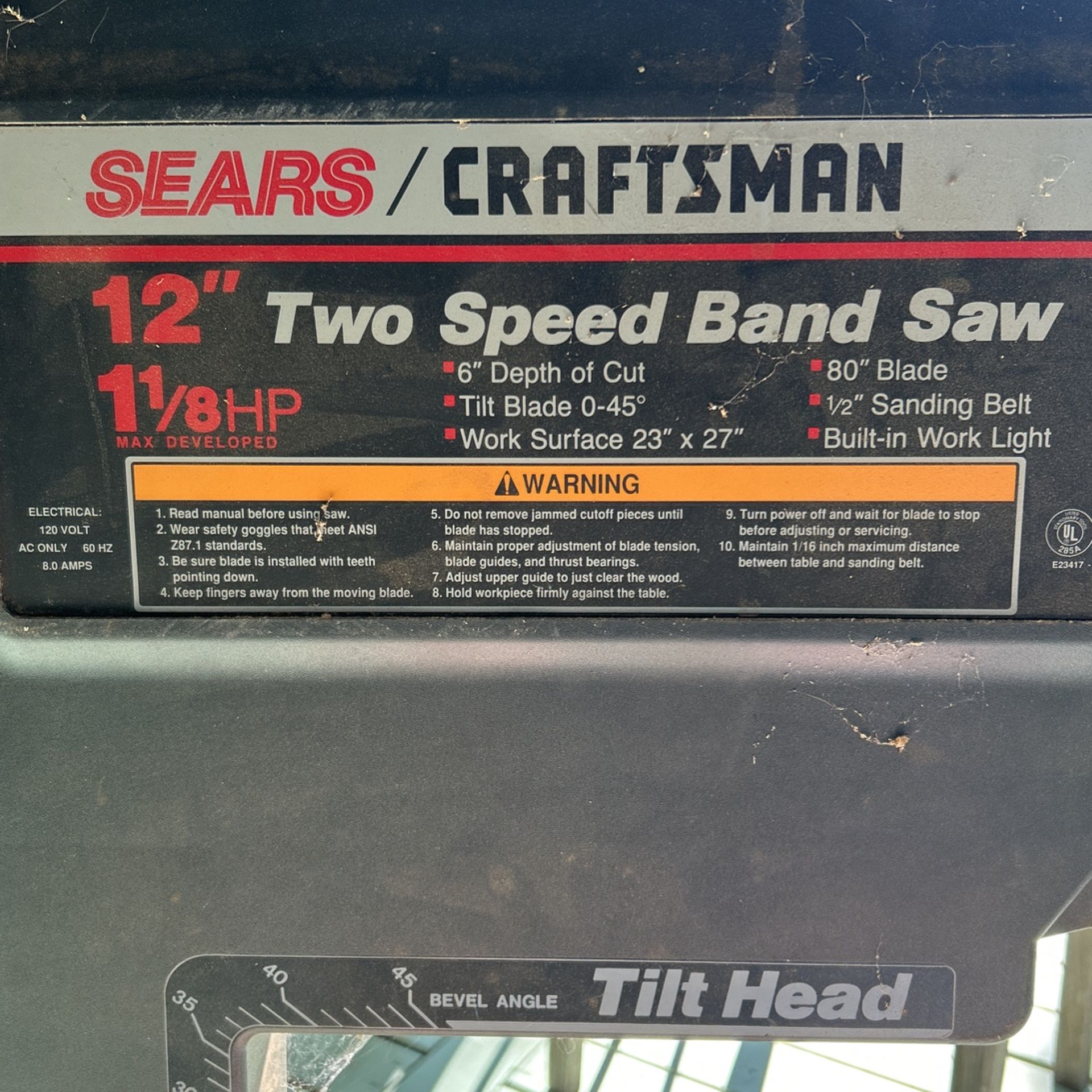 Craftsman 12 “ Band Saw