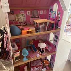Kidkraft Wooden Dollhouse With Furniture 