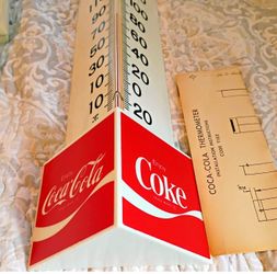 Vintage COCA-COLA "Triangle" Plastic THERMOMETER...NOS & NICE!
