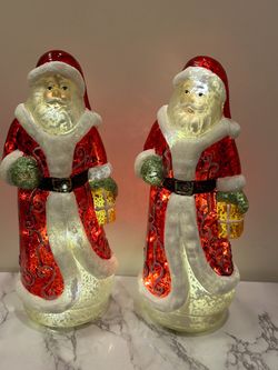 Santa glass decor vintage light up working