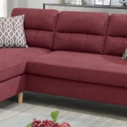 Brand New Red Velvet Compact Sectional Sofa 