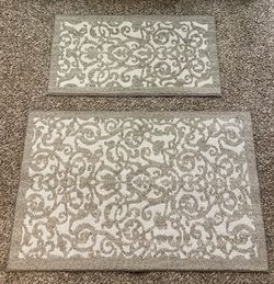 Entryway Area Rug Set (Beige and Cream) 44 1/2” by 29” and 35 1/2” by 19 1/2”