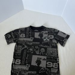 Black "Los Angeles" All-Over Print T-Shirt Size 8