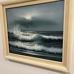 Original Vintage Seascape Oil Painting