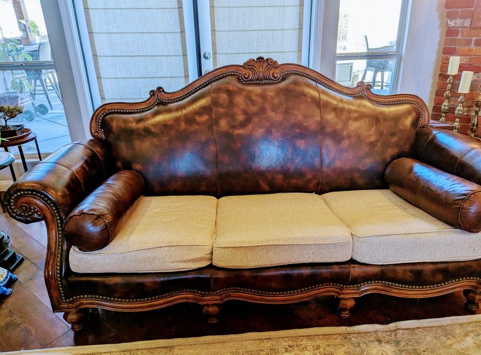 Ethan Allen Custom Leather Sofa