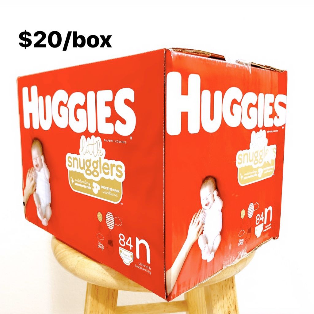 Newborn (Up to 10lbs) Huggies Little Snugglers (84 diapers) - $20/box