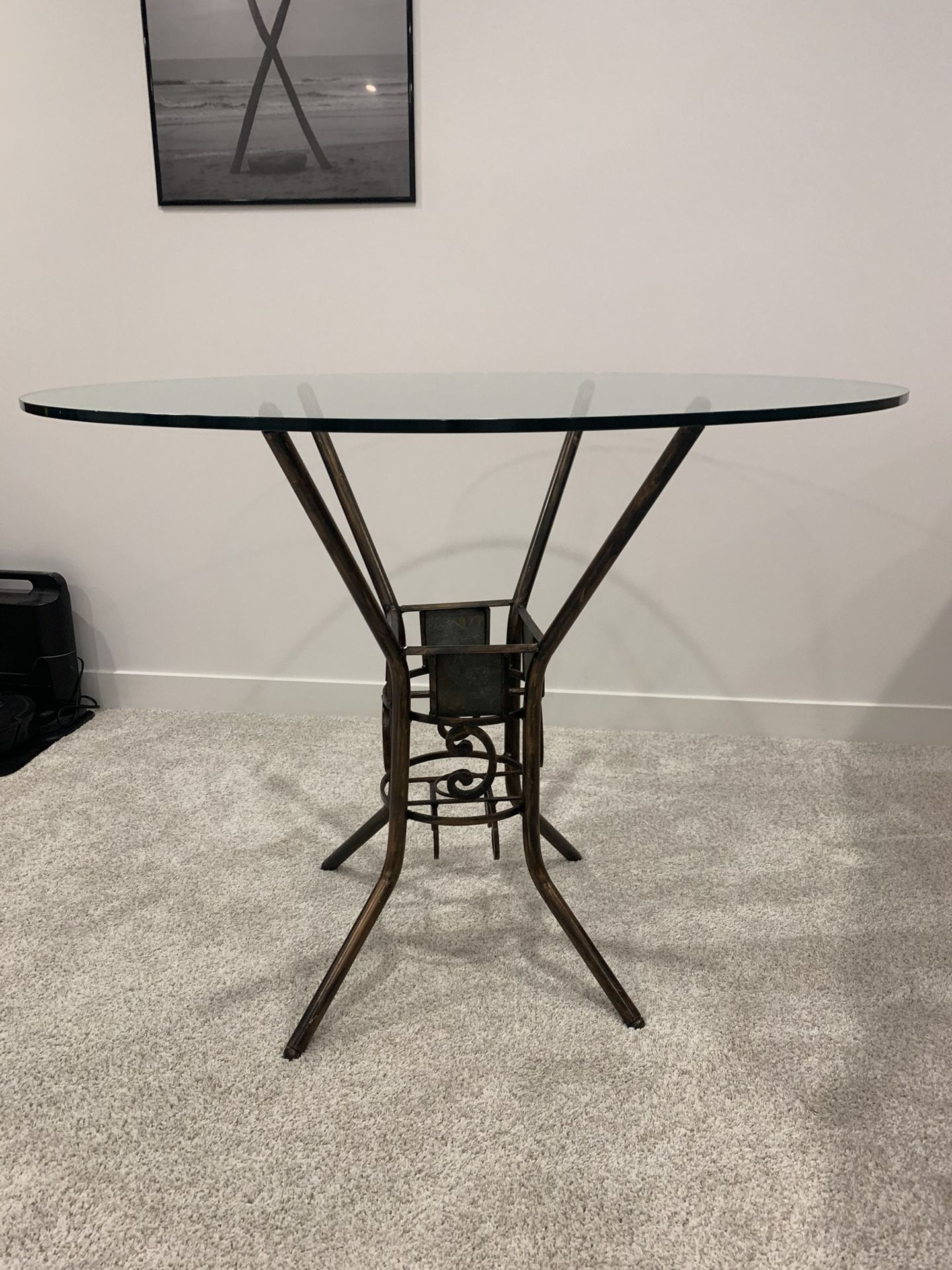 Glass Top Bar Height Round Dining Room Table