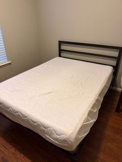 Full Size Black Metal Bed Frame with Tempur-Pedic Mattress