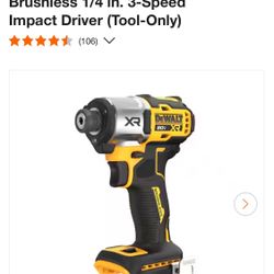 DEWALT 20-Volt Maximum XR Cordless Brushless 1/4 in. 3-Speed Impact Driver (Tool-Only