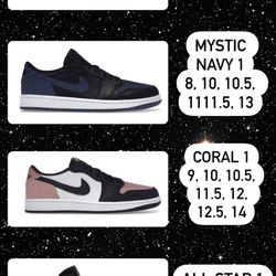 Nike Air Jordan 1 Palomino Mystic Navy Coral 1 All Star Mid Low