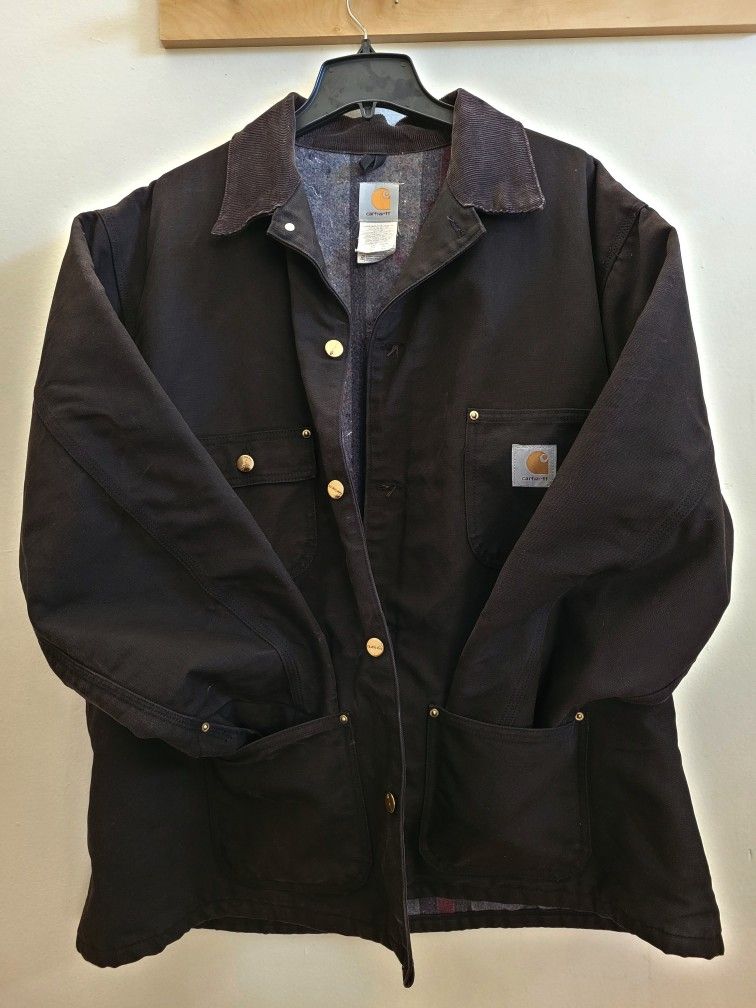 CARHARTT #14806 Black Button Blanket Lined Black Jacket men. Size 52R.