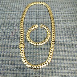 14K gold plated Miami Cuban Link 12mm chain and bracelet