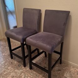 Upholstered Counter Stool with Solid Wood Frame